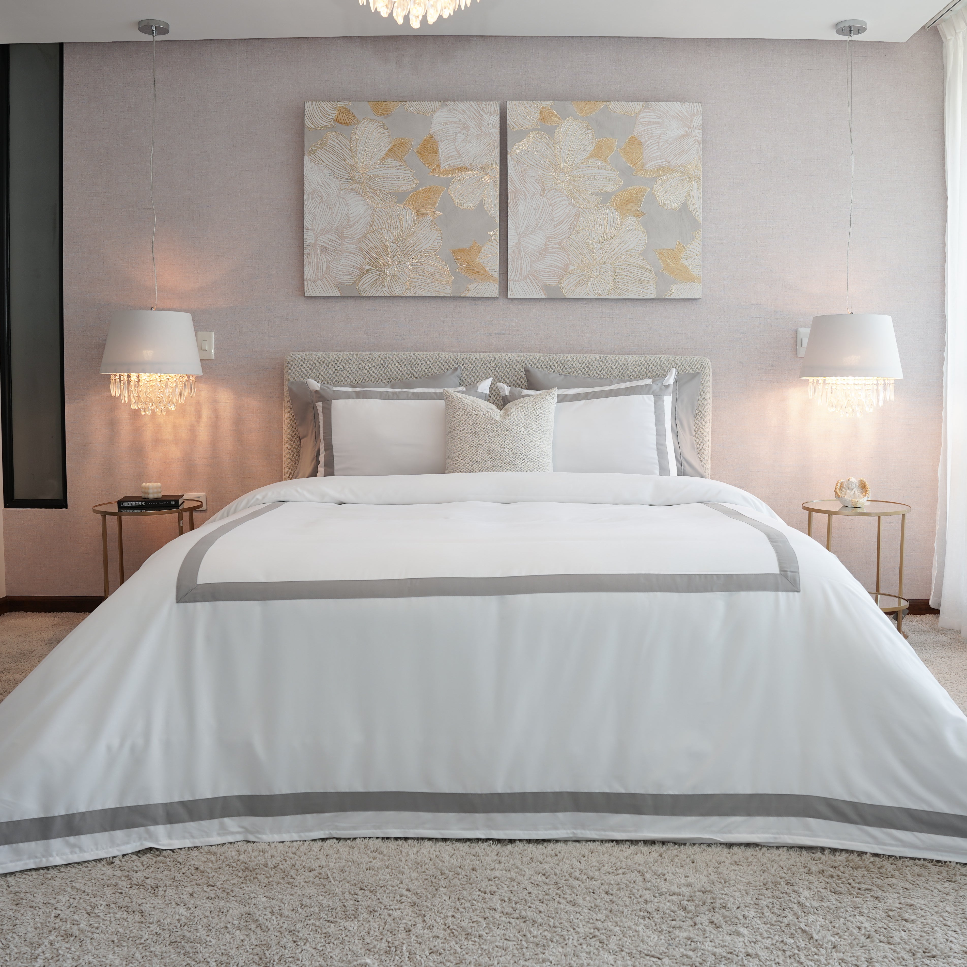 Set Duvet Cover Silver + Set de 2 Individuales Gratis- Colección Capri