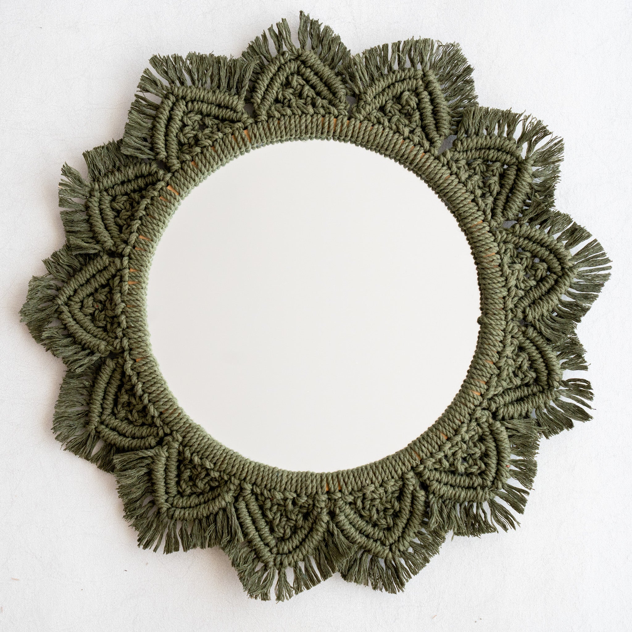 Espejo en Macramé Verde Oliva 60CM - Colección Serenity